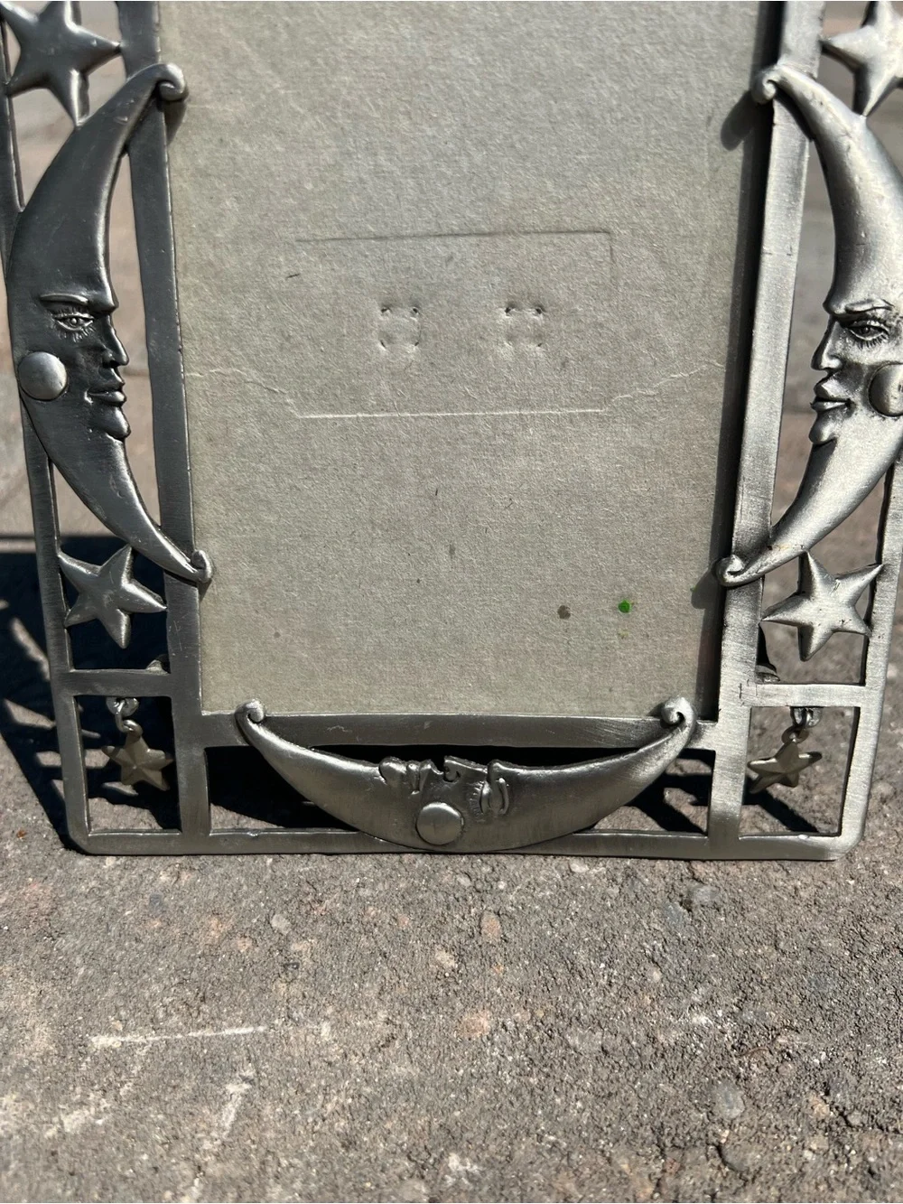 Vintage Pewter Celestial Picture Frame | Man in the Moon & Star Cutout Frame